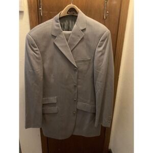 Prontomoda‎ Elite Luciano Men's Grey Pinstripe Merino Wool Suit Jacket and Pants